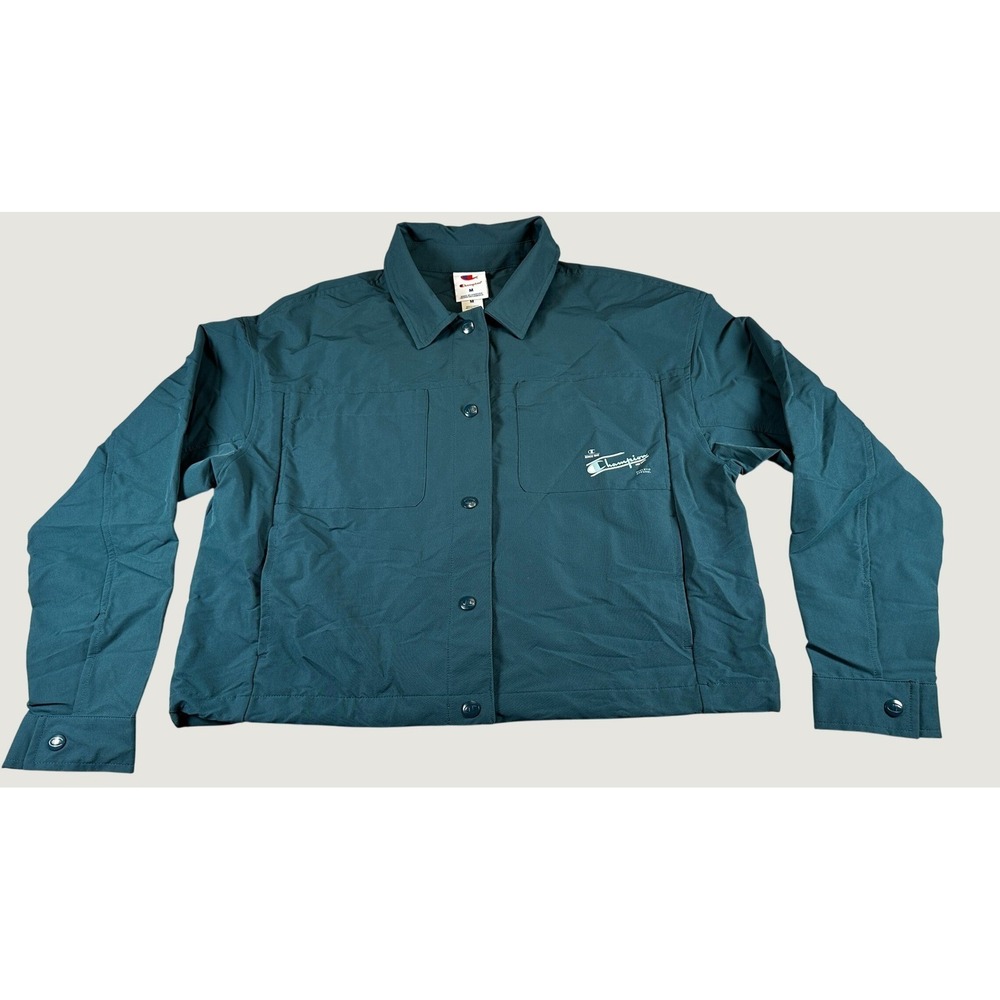 Champion Match Coaches Jacket Womens M Teal Green Snap Front Pockets NWT